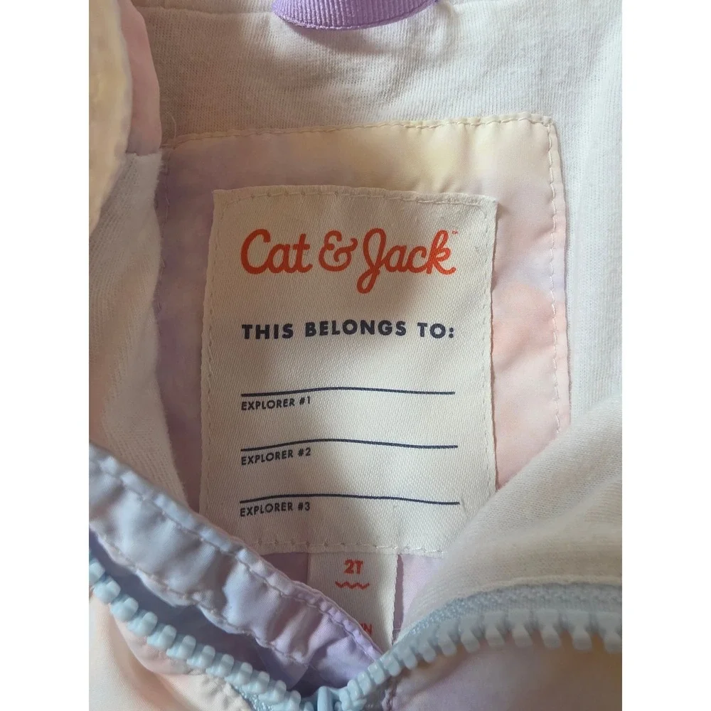 Cat & Jack Toddler Girl 2T Lightweight Hooded Front Pocket Rain Jacket Bundle‎